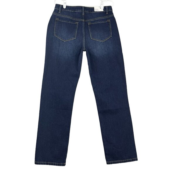 Encore Jeans Women Destroyed Dark Blue Denim Jeans Size 9 High Rise Straight NWT - Picture 2 of 14